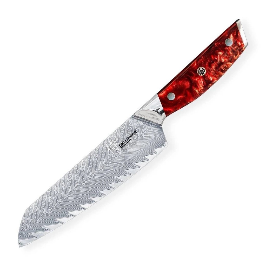 foto Kuchy�sk� n�� Santoku Red 170 mm Dellinger Resin Future